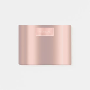 Rectangular Pink Rose Gold Powder Metallic Lux Post-it Notes