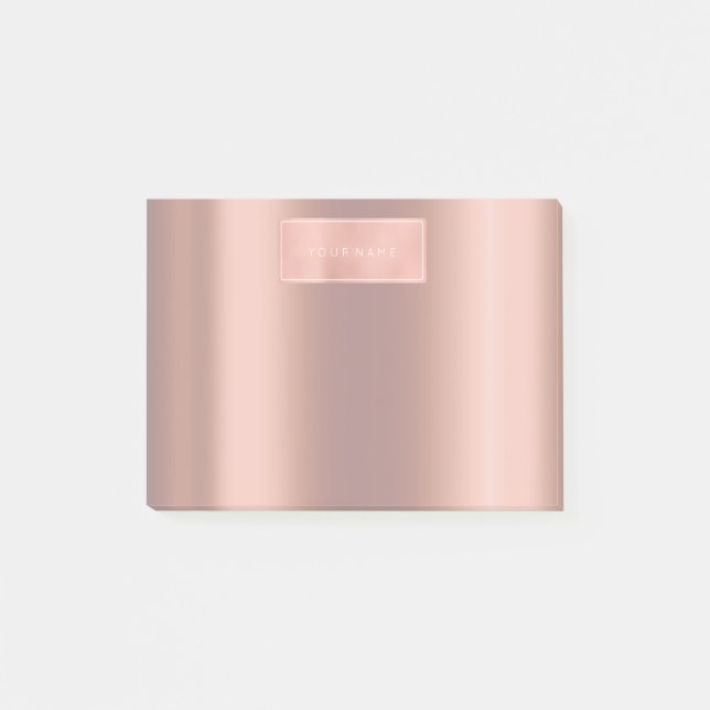 Rectangular Pink Rose Gold Powder Metallic Lux Post-it Notes (Front)