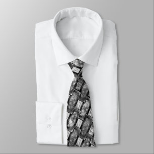 Rectangular plates carved and stained, black grey tie
