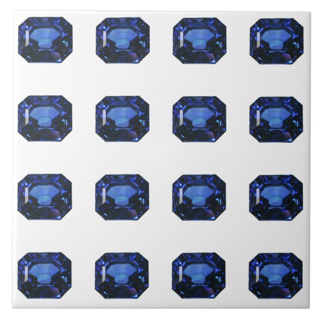 Rectangular Sapphire Blue Pattern Ceramic Tile (Front)