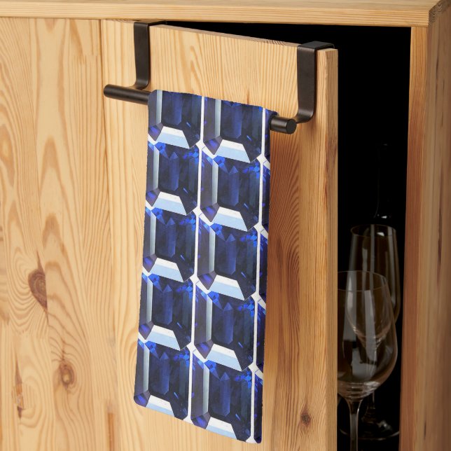 Rectangular Sapphire Blue Tea Towel (Thirds Fold)
