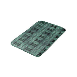 Rectangular shapes in dark and spotted green bath mat
