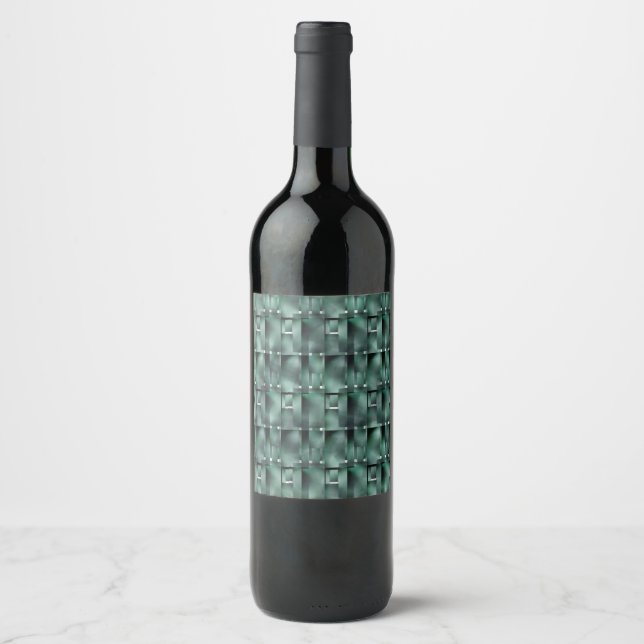 Rectangular shapes in dark and spotted green wine label (Front)