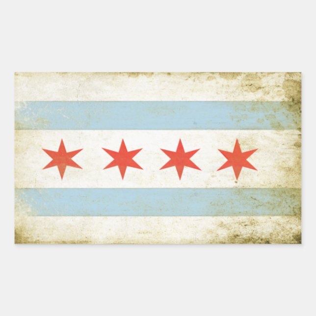 Rectangular Sticker with Distressed Chicago Flag P (Front)
