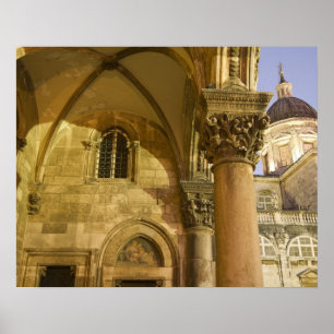 Rector's Palace Arches with Dubrovnik Cathedral Poster