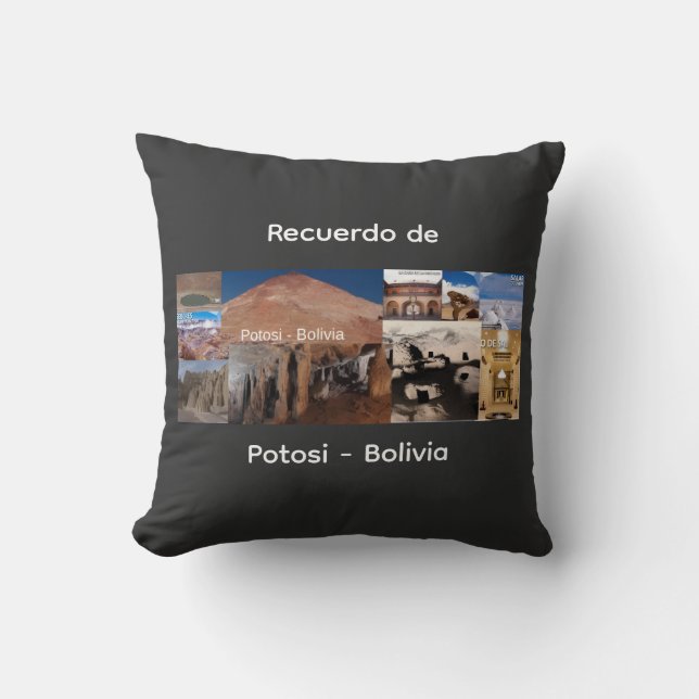 Recuerdo de Potosi Bolivia Cushion (Front)