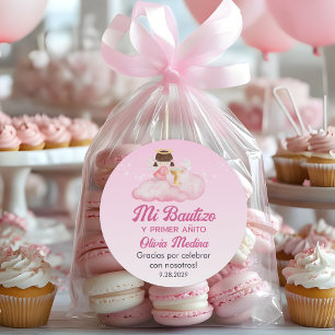 Recuerdos Bautizo Cute Baptism First Year Favours Classic Round Sticker