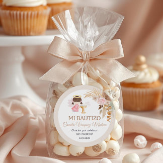 Recuerdos Bautizo Girl Angel Baptism Favours Gift Classic Round Sticker