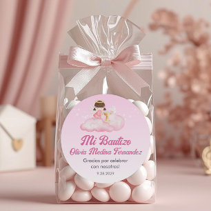Recuerdos Bautizo Girl  Angel Baptism Favours Gift Classic Round Sticker