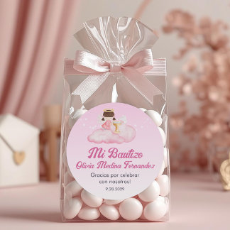 Recuerdos Bautizo Girl  Angel Baptism Favours Gift Classic Round Sticker