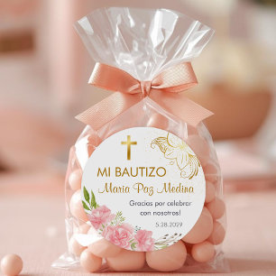 Recuerdos de Bautizo Baptism Christening Favours Classic Round Sticker