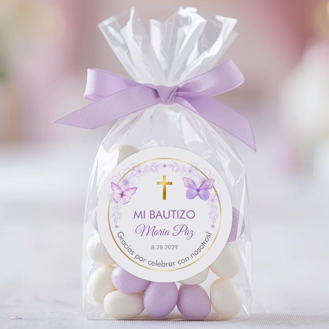 Recuerdos de Bautizo Baptism Christening Favours Classic Round Sticker (Creator Uploaded)