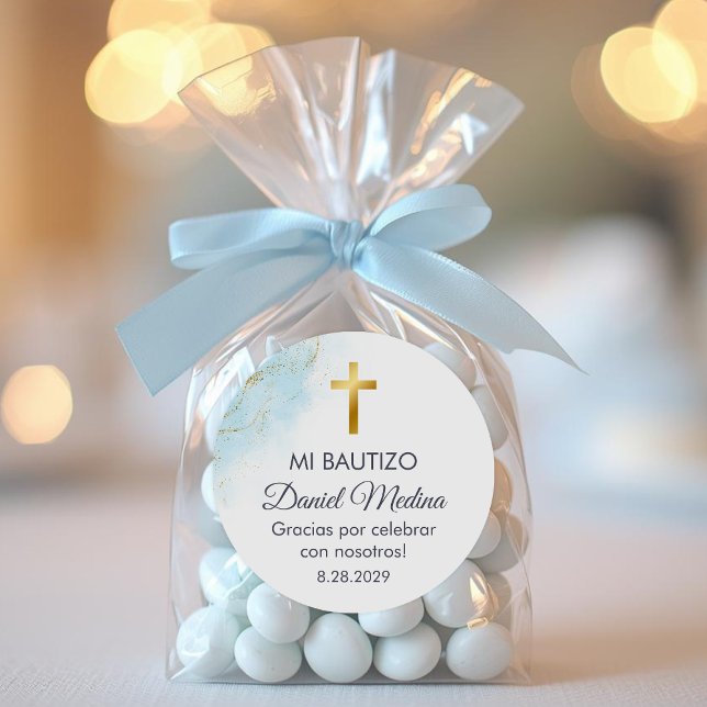 Recuerdos de Bautizo Baptism Christening Favours Classic Round Sticker (Creator Uploaded)