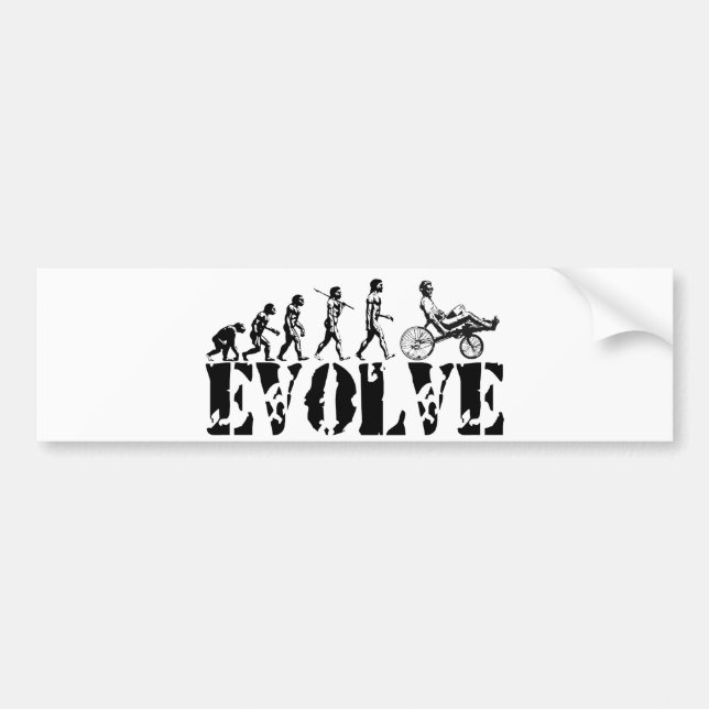 Recumbent Bicycle Evolution Fun Sports Art Bumper Sticker (Front)