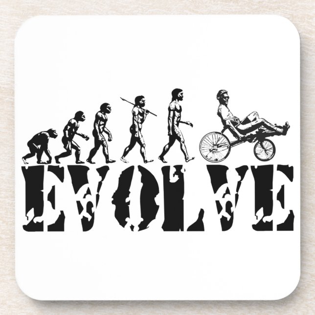 Recumbent Bicycle Evolution Fun Sports Art Coaster (Front)