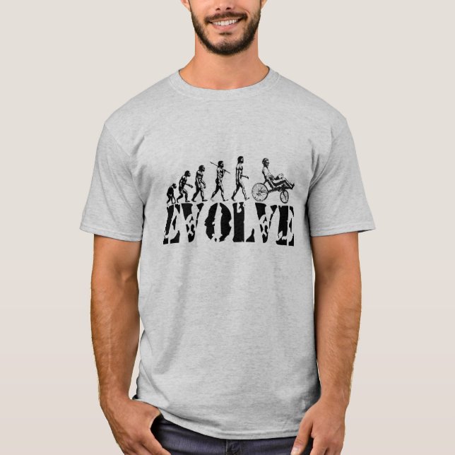 Recumbent Bicycle Evolution Fun Sports Art T-Shirt (Front)
