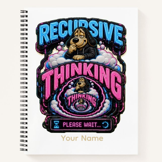 Recursive Thinking Personalised Funny Overthinking Notebook (Front)