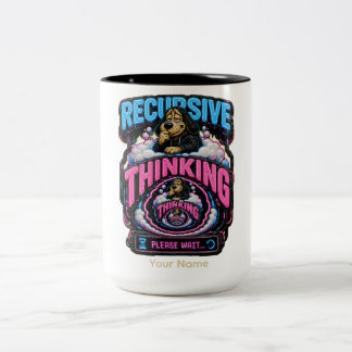 Recursive Thinking Personalised Funny Overthinking Two-Tone Coffee Mug
