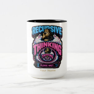 Recursive Thinking Personalized Funny Overthinking Two-Tone Coffee Mug
