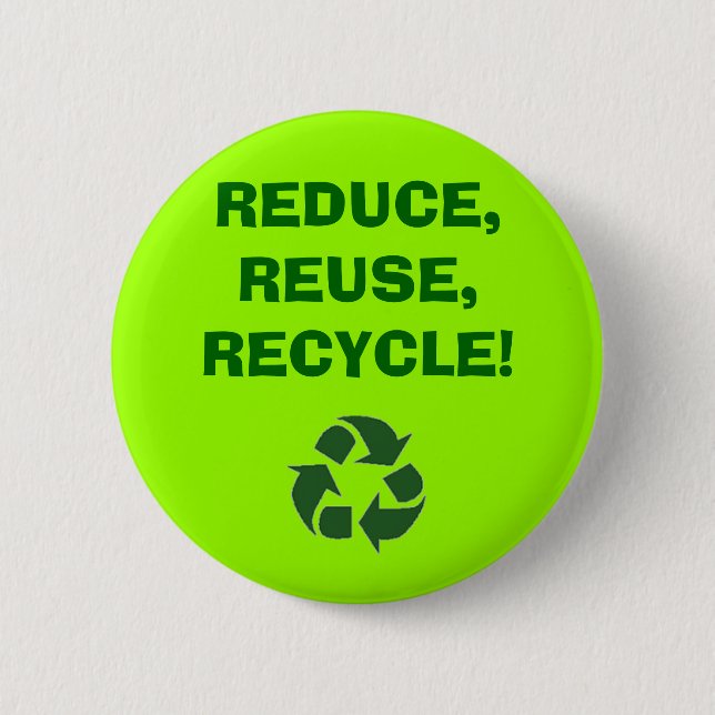 recycle%20sign_frame, REDUCE,REUSE,RECYCLE! 6 Cm Round Badge (Front)