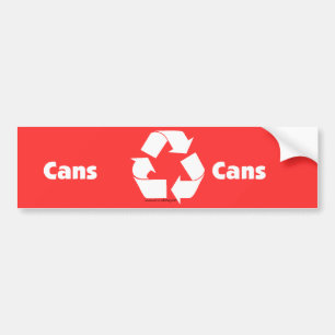 Recycle bin labels for cans with recycle symbol.