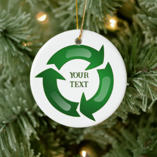 Recycle Circle Symbol Photo Christmas Ceramic Ornament