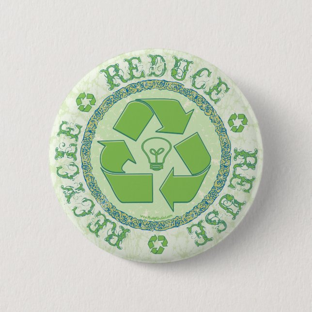 Recycle Earth Day Gear 6 Cm Round Badge (Front)