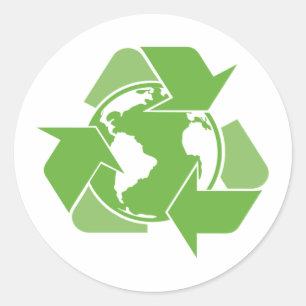 Recycle Earth Green Classic Round Sticker