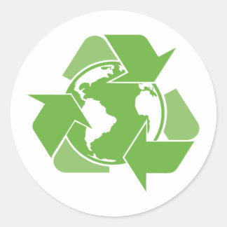 Recycle Earth Green Classic Round Sticker