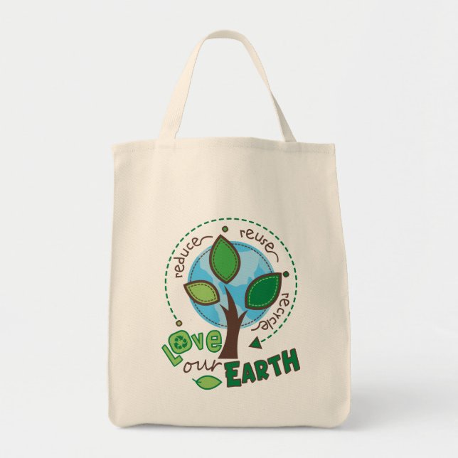 Recycle Earth Grocery Tote Bag (Front)