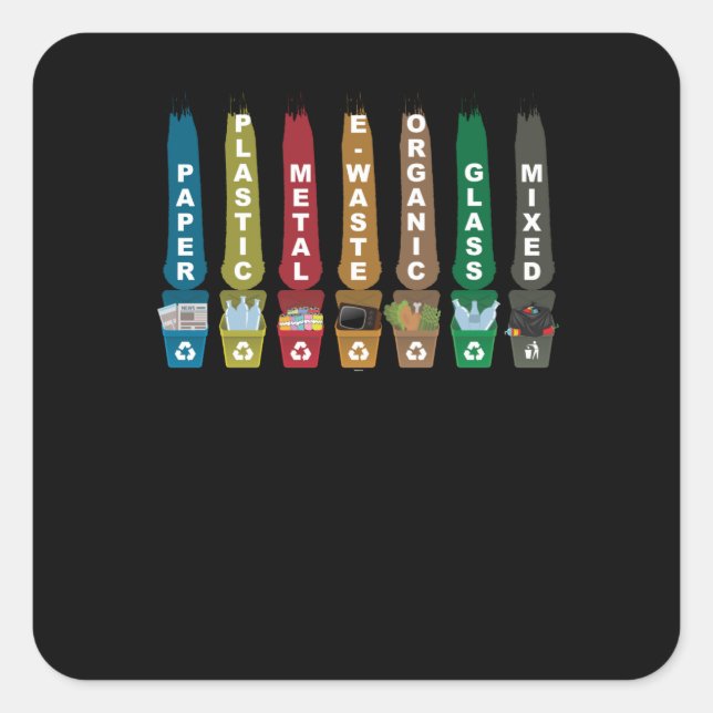 Recycle Garbage Square Sticker (Front)