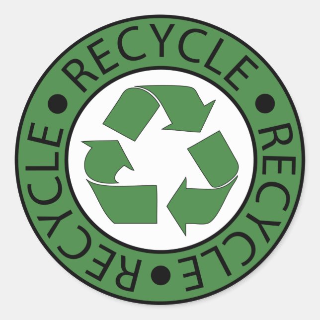 Recycle Green Logo BK Letters Classic Round Sticker (Front)