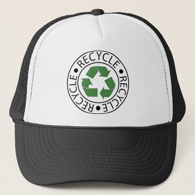 Recycle Green Symbol Go Green Earth Day Eco Trucker Hat (Front)
