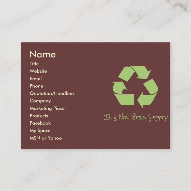 Recycle it's Easy Contact or Business Card (Front)