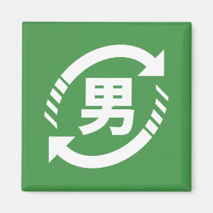 Recycle Japanese Boys   Kanji Nihongo Sign Magnet