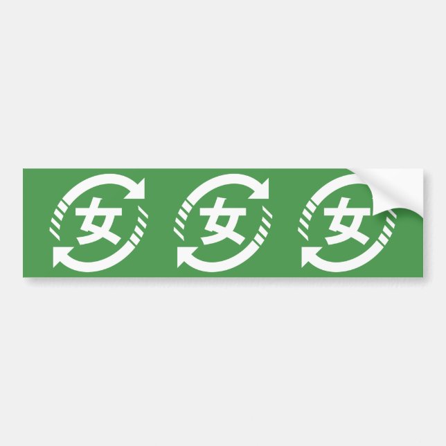 Recycle Japanese Girls | Kanji Nihongo Sign Bumper Sticker (Front)