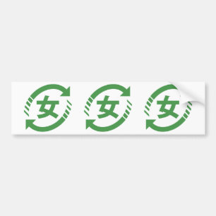 Recycle Japanese Girls   Kanji Nihongo Sign Bumper Sticker