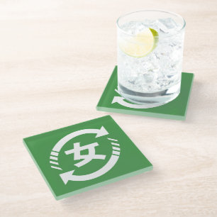 Recycle Japanese Girls   Kanji Nihongo Sign Glass Coaster