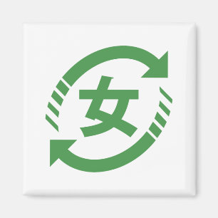 Recycle Japanese Girls   Kanji Nihongo Sign Magnet