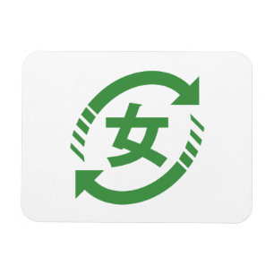 Recycle Japanese Girls   Kanji Nihongo Sign Magnet