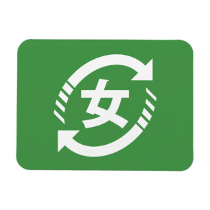 Recycle Japanese Girls   Kanji Nihongo Sign Magnet