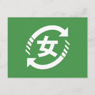 Recycle Japanese Girls   Kanji Nihongo Sign Postcard