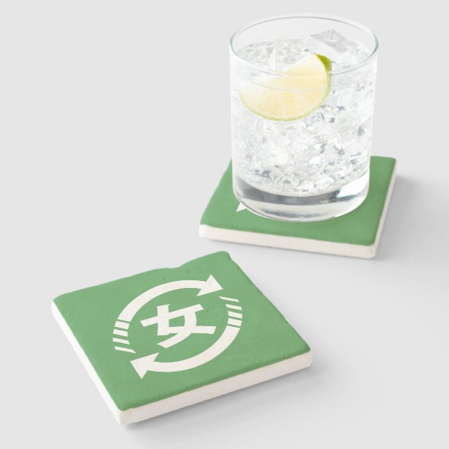 Recycle Japanese Girls | Kanji Nihongo Sign Stone Coaster (Side)
