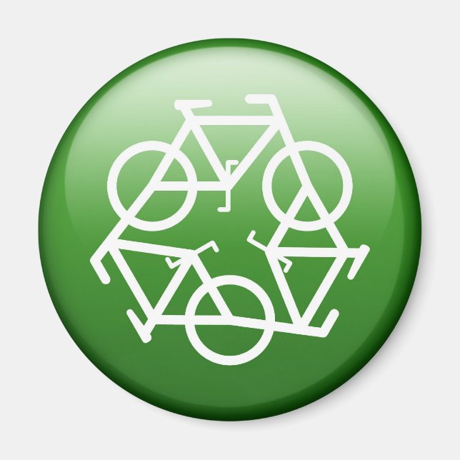 Recycle Logo w/ Bicycles Magnet (Front)