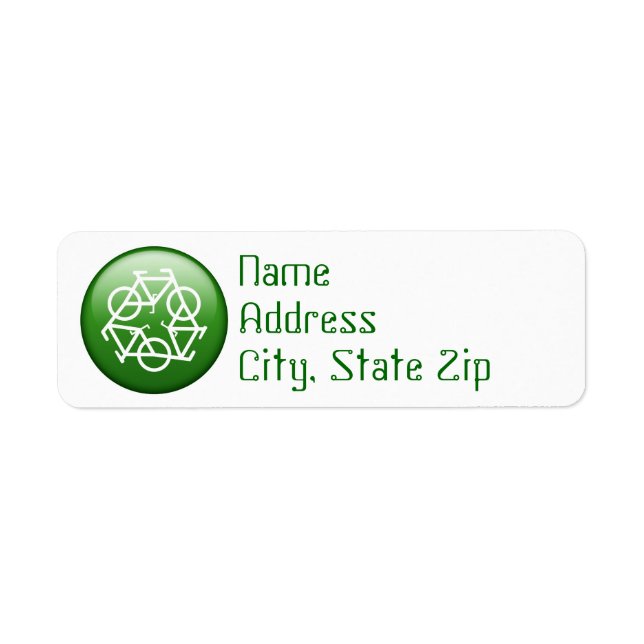 Recycle Logo w/ Bicycles Return Address Label (Front)