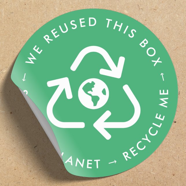 Recycle Me Reused Packaging Save the Planet Green Classic Round Sticker (Creator Uploaded)