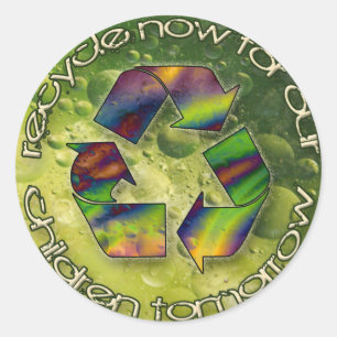 recycle now classic round sticker