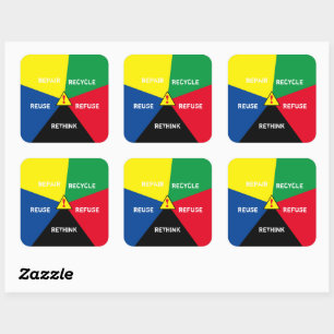 Recycle, Re-Use, Re-Fuse, Re-think / Save Planet Square Sticker