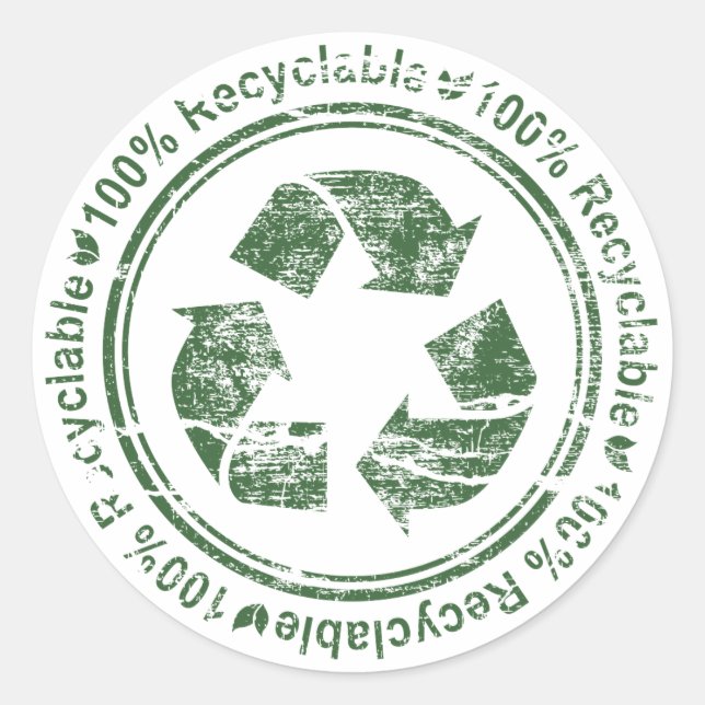 Recycle ~ Recyclable Reuse Green Earth Classic Round Sticker (Front)