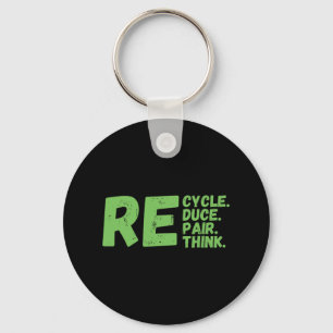 Recycle Reduce Repair Rethink Earth Day Activism Key Ring
